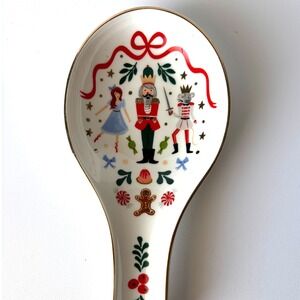 Rifle Paper Co Nutcracker Ballet Ceramic Spoon Rest Holiday Christmas Gold Rim